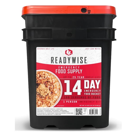 Suministro de alimentos de emergencia ReadyWise para 14 días, 150 porciones