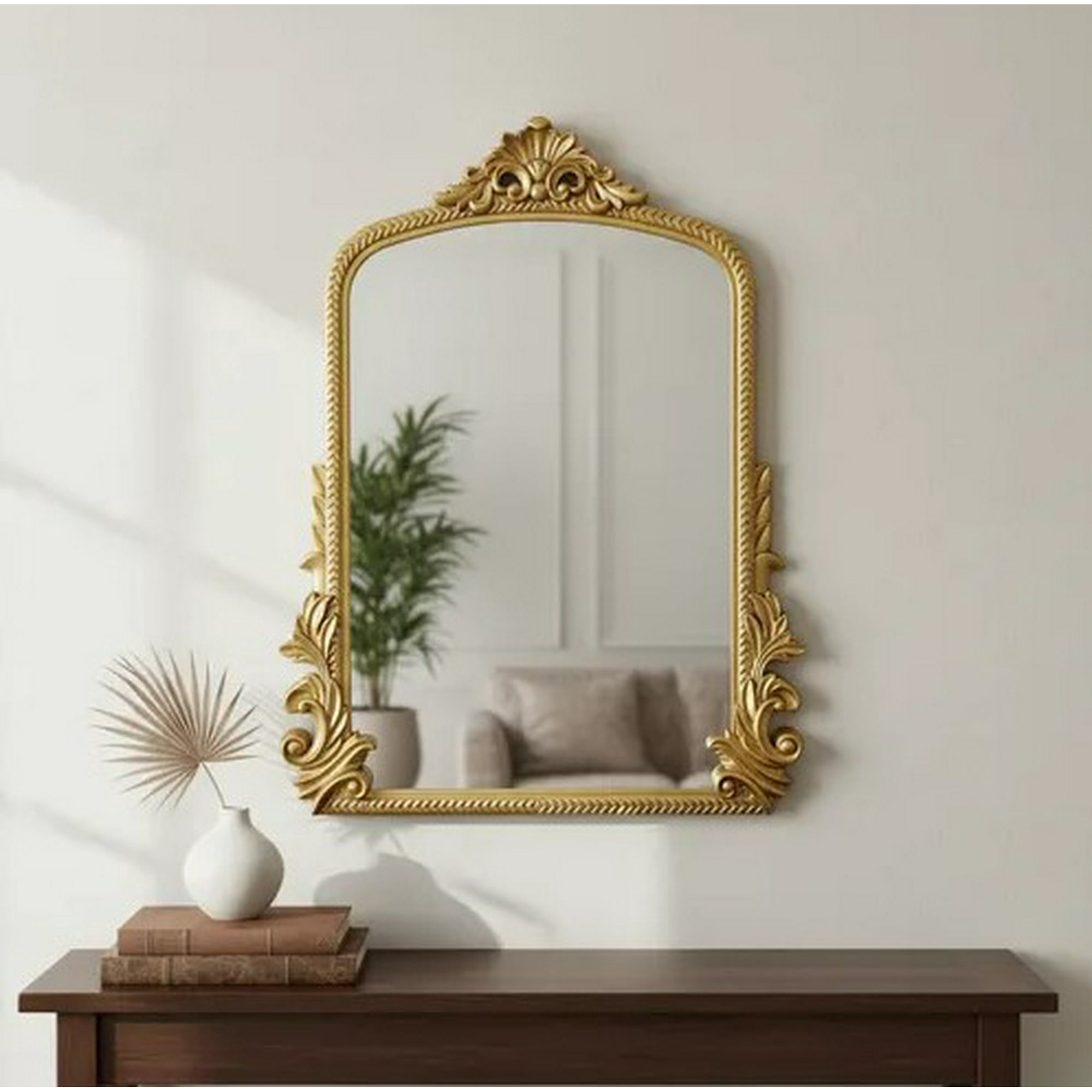 Decostilo - Espejo Decorativo Vintage Dorado, 50cm