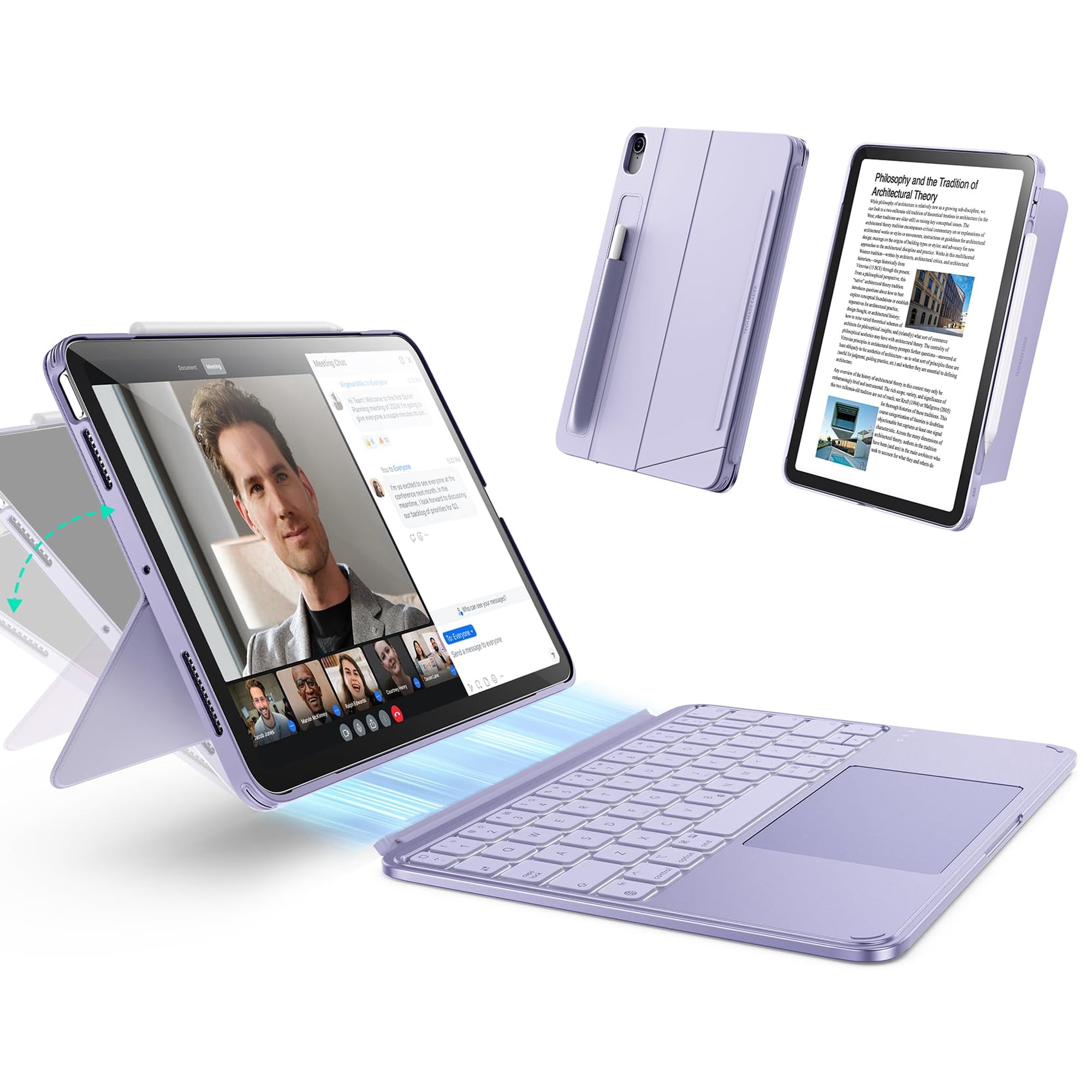 Funda Con Teclado Esr Para Ipad Air De 11 Pulgadas Con Panel Táctil, Color Morado