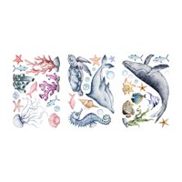 Magideal - 3 Pegatinas De Pared Que Brillan En La Oscuridad, Papel Tapiz De Pvc, Fondo De Baño, Calcomanías De Pared Luminosas Para Habitación De Niñas Y Niños,