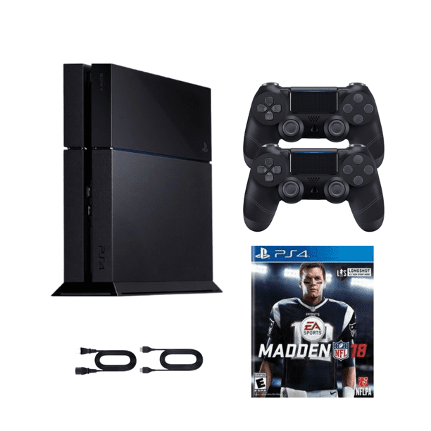 Consola Sony PlayStation 4 PS4 de 1 TB original reacondicionada con el juego Madden NFL 18 y 2 mandos inalámbricos RetroFam - Negro azabache