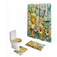 Genérico - Set De 4 Piezas Para Baño Con Estampado 7