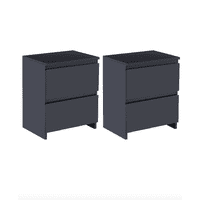 Habita2 Chile - Pack 2 Veladores Cajonera Dark Dos Cajones Mesa De Noche - Negro