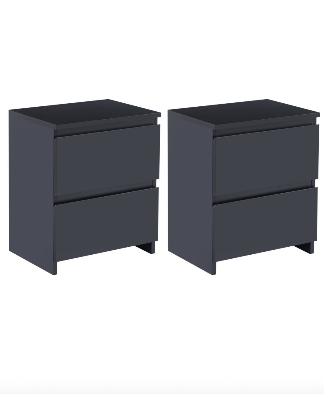 Habita2 Chile - Pack 2 Veladores Cajonera Dark Dos Cajones Mesa De Noche - Negro