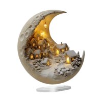 Bothyi - Letrero De Mesa 2D Con Forma De Casa De Nieve En La Luna, Decoración De Escritorio Versátil Decorativa