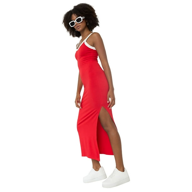 Vestido Mujer Largo Básico Rojo Corona