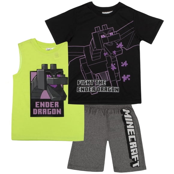 Conjunto de ropa Minecraft para niños, camiseta sin mangas, pantalones cortos de 3 a 6 años