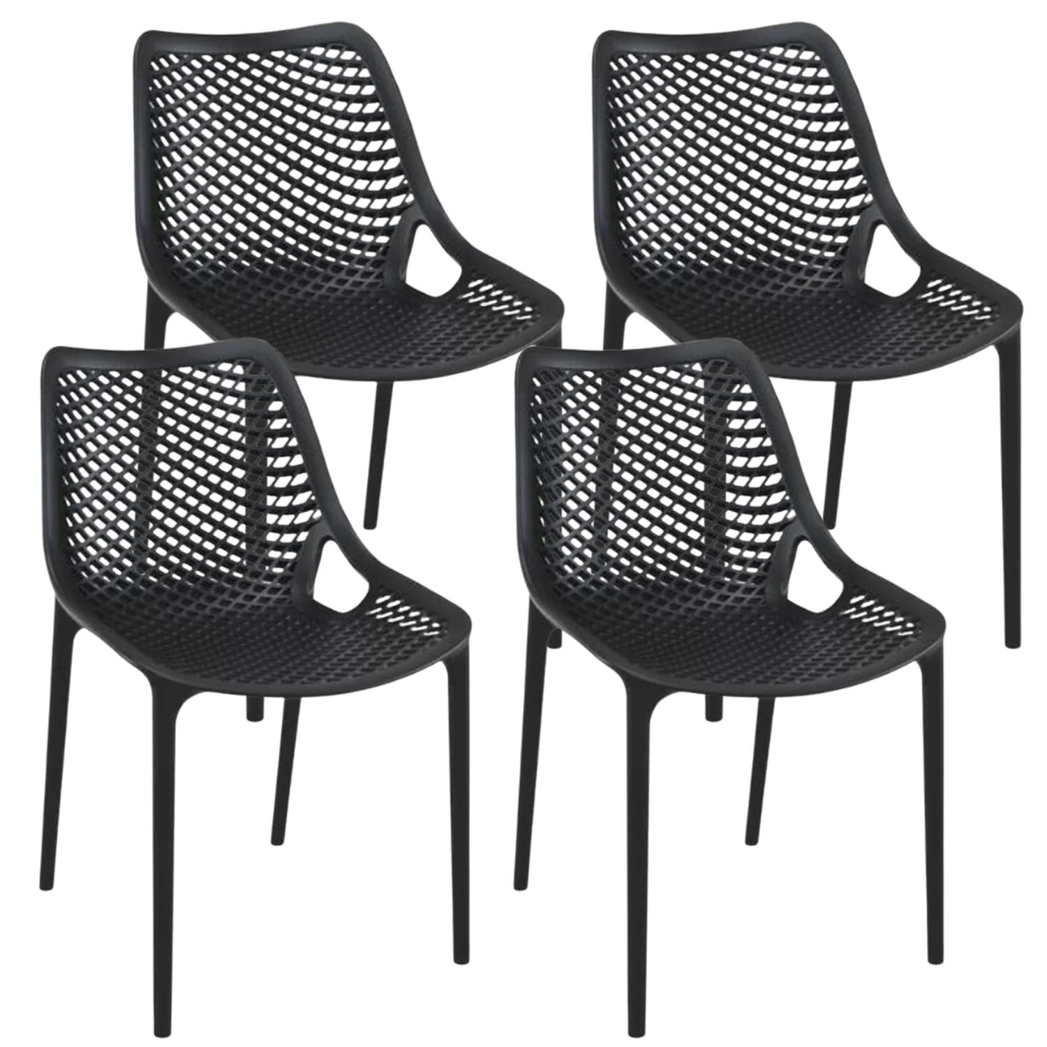 Pandalino - Pack 4 Sillas Bardo Negras| Resistente Para Interior Y Exterior