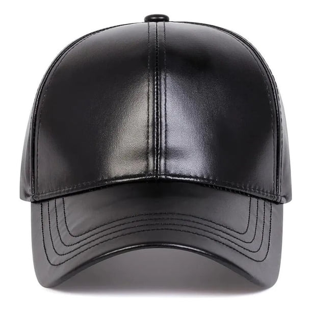 Jockey Gorro Eco Cuero Negro, Gorra Unisex Cuero Vegano Negro Talla Unica