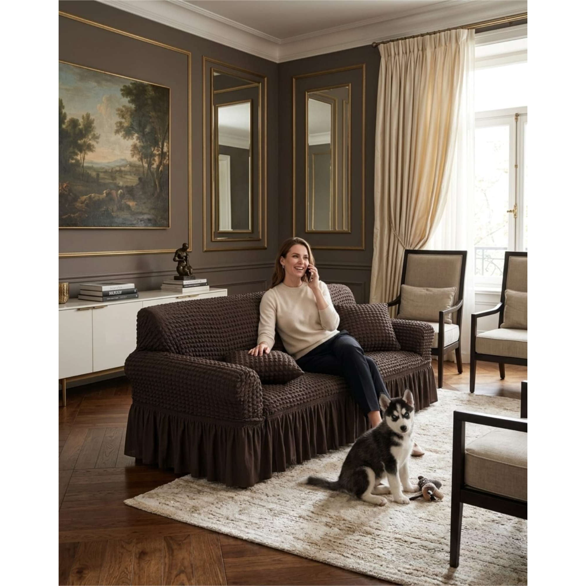 Mylhogar - Protector De Sillón Turco 1 Cuerpo Diseño Elegante