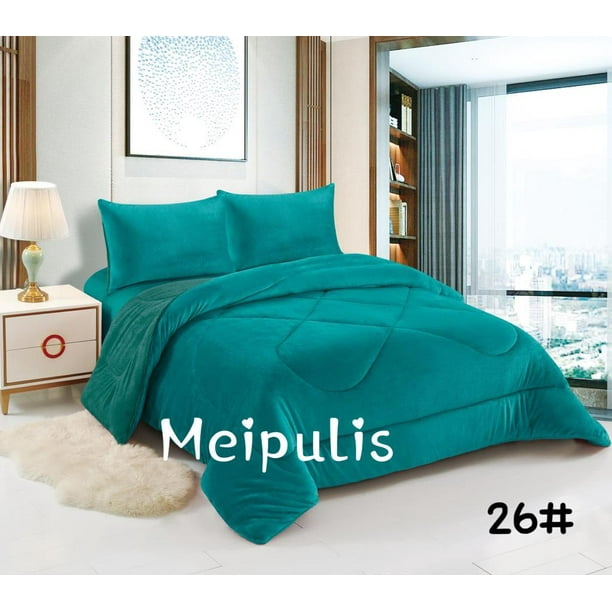 Cobertor de Invierno de Plush y Chiporro 1,5 Plaza Color Turquesa
