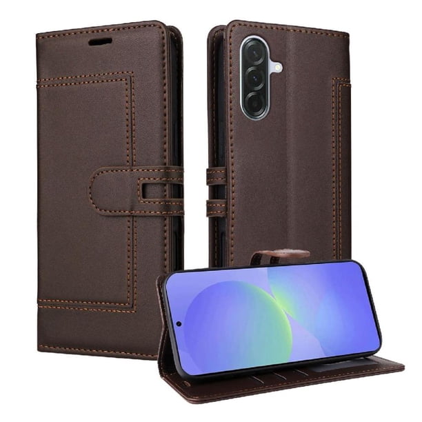 Premium Wallet Case for Samsung Galaxy A56 with Card Slots & Kickstand, Flip Cover Brown