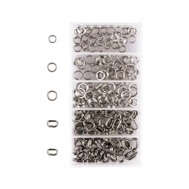 200 Unids Anillos partidos de pesca Señuelos Conector de aparejos Portátil Durable Múltiples tamaños Aparejos de pesca Anillos partidos para Jigging círculo ovalado