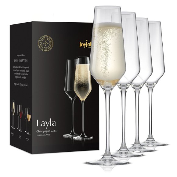 Juego de 4 vasos de champán JoyJolt Layla Collection, 200 ml