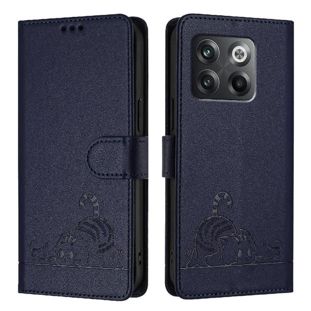 Funda tipo cartera FOXDOCK para Oneplus 10T 5G con soporte, ranuras, RFID, diseño de gato