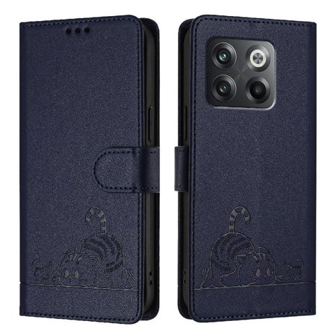 Funda Tipo Cartera Foxdock Para Oneplus 10T 5G Con Soporte, Ranuras, Rfid, Diseño De Gato