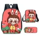 thumbnail image 3 of 3D New Cartoon Labubu Primary and Secondary School Bags Children's Backpack Backpack Three-piece Set of School Gifts, 3 of 3