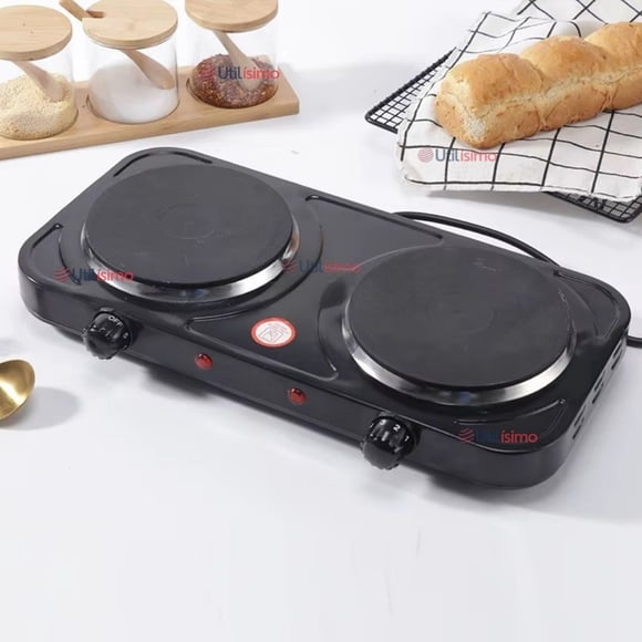 Cocina Eléctrica 2 Platos 2000w Cocinilla Portátil Negro