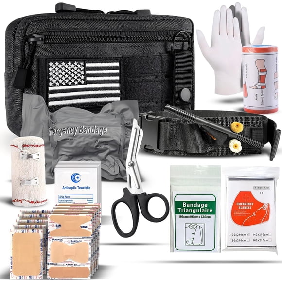 Kit de Primeros Auxilios YChoolco de 34 Piezas - Kit de Trauma Negro