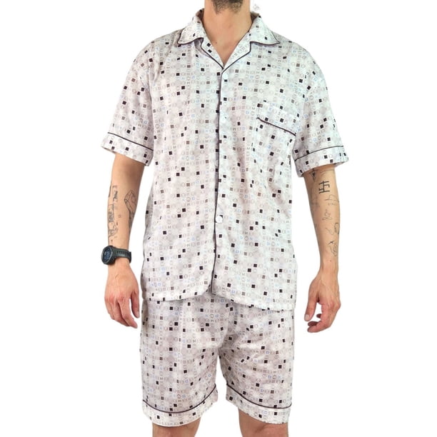 Pijama Hombre Verano Short Y Polera Con Botones 483