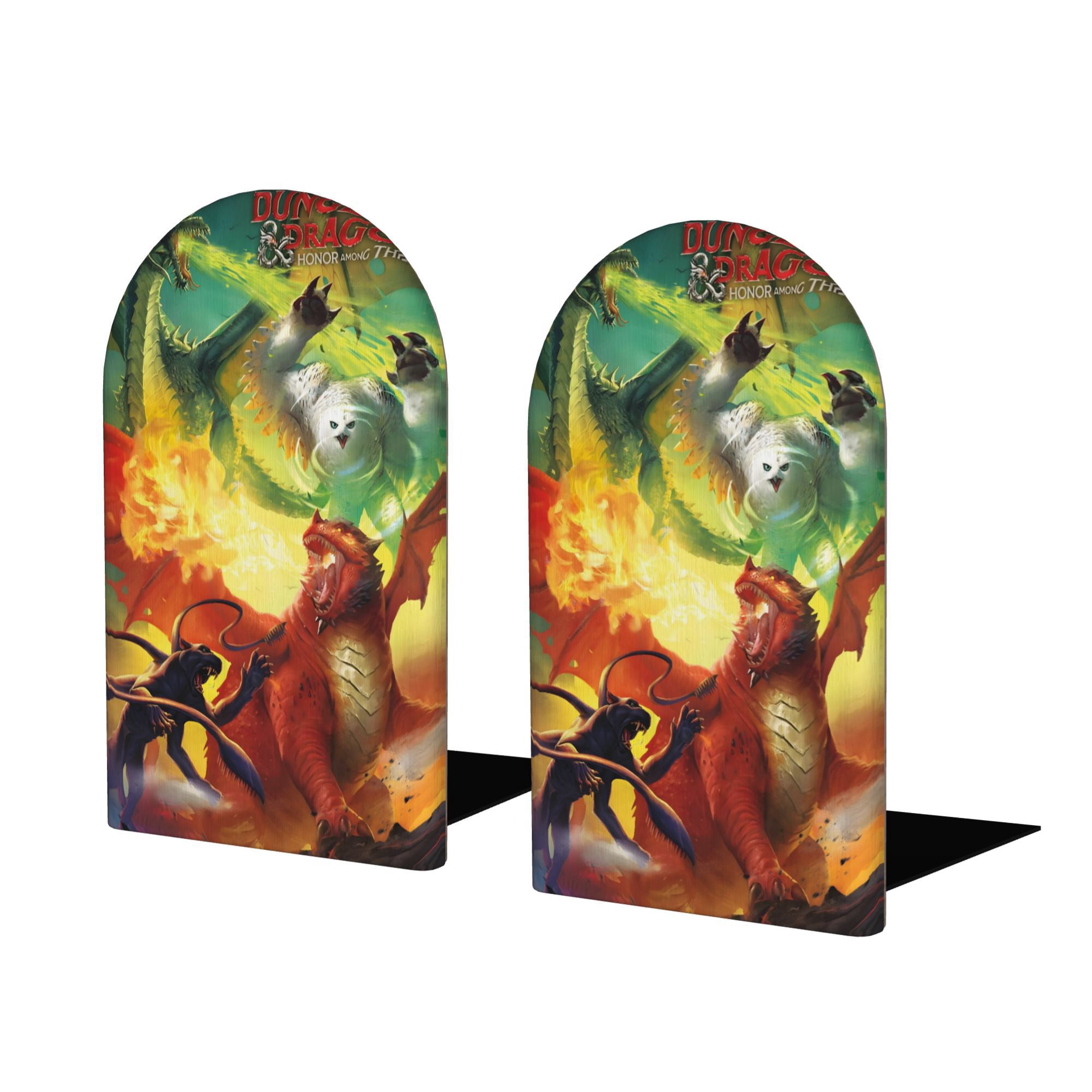 Calabozos y Dragones Sujetalibros decorativos temáticos, tope para estantería con base antideslizante, uso dual para hogar y oficina - 2 piezas
