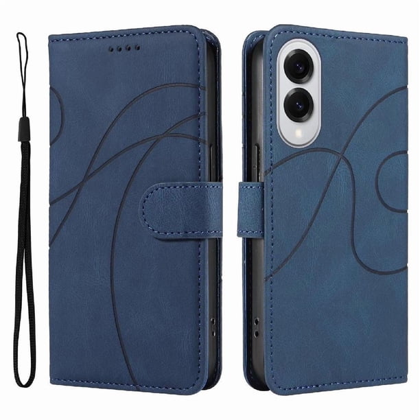 Funda tipo cartera con tapa para Samsung Galaxy S25 Edge con tarjetero, soporte y cubierta magnética Azul