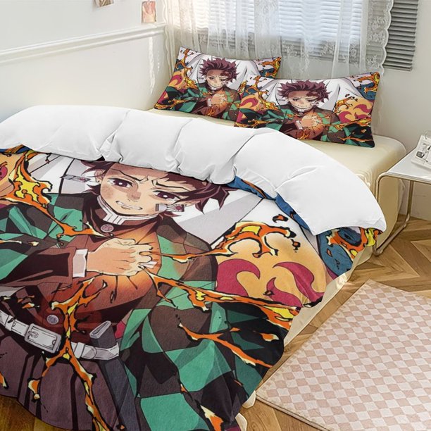 Demon Slayer Anime Home Bed 3-piece Set Classic Japanese Anime Polyester Wash Student Dormitory Set