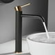 thumbnail image 1 of Grifo monomando para lavabo de baño, grifo para lavabo de baño, agua fría y caliente disponible, negro y dorado, 1 of 5