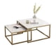 thumbnail image 1 of MESA DE CENTRO 2 PIEZAS MDF CUADRADA BLANCO DISEÑO MARMOL, 1 of 2