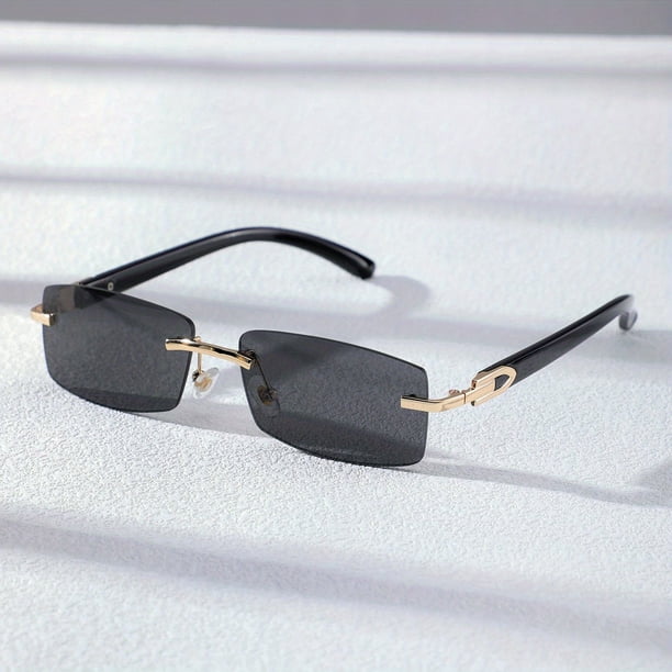 Gradient Rimless Sunglasses for Men and Women - UV400 Sun Shades for Summer Beach Vacations and Travel
