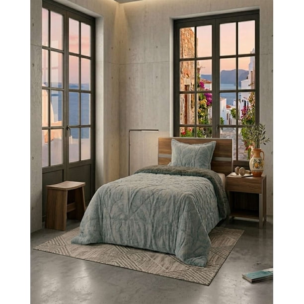 Cubrecama Plaza y Media Sherpa Jacquard Cubrecama Plaza y Media Invierno Sherpa Jacquard Extra SuaveDeluxe