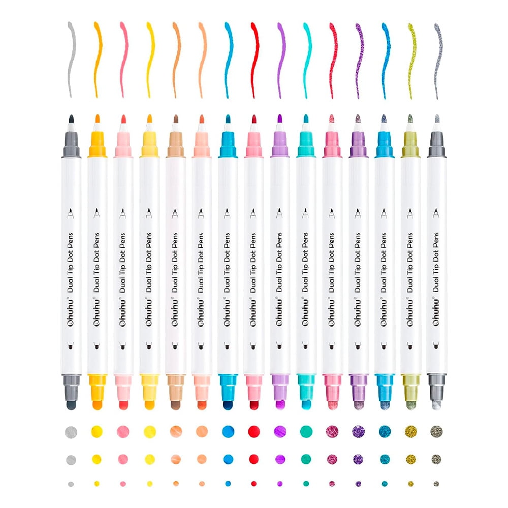 Ohuhu 15 Marcadores De Puntos De Doble Punta (fina Y Puntos)