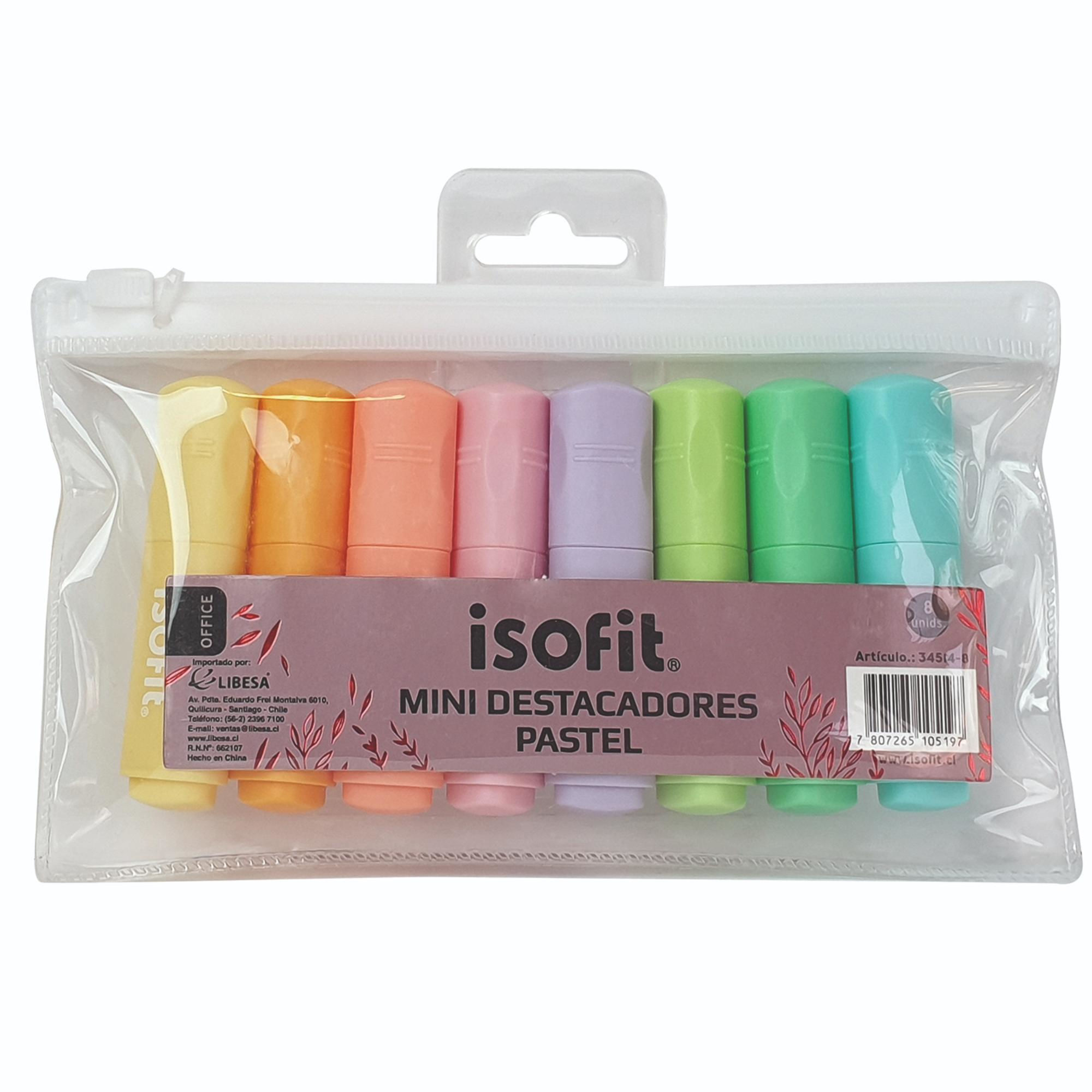 Destacador Mini 8 Colores Pasteles Isofit