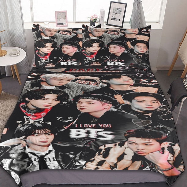 Kpop BTS Bedding Sets 3 Pieces Warm Soft Duvet Cover Set for Fans Kids Teens Girls Room Decor Lightweight Breathable