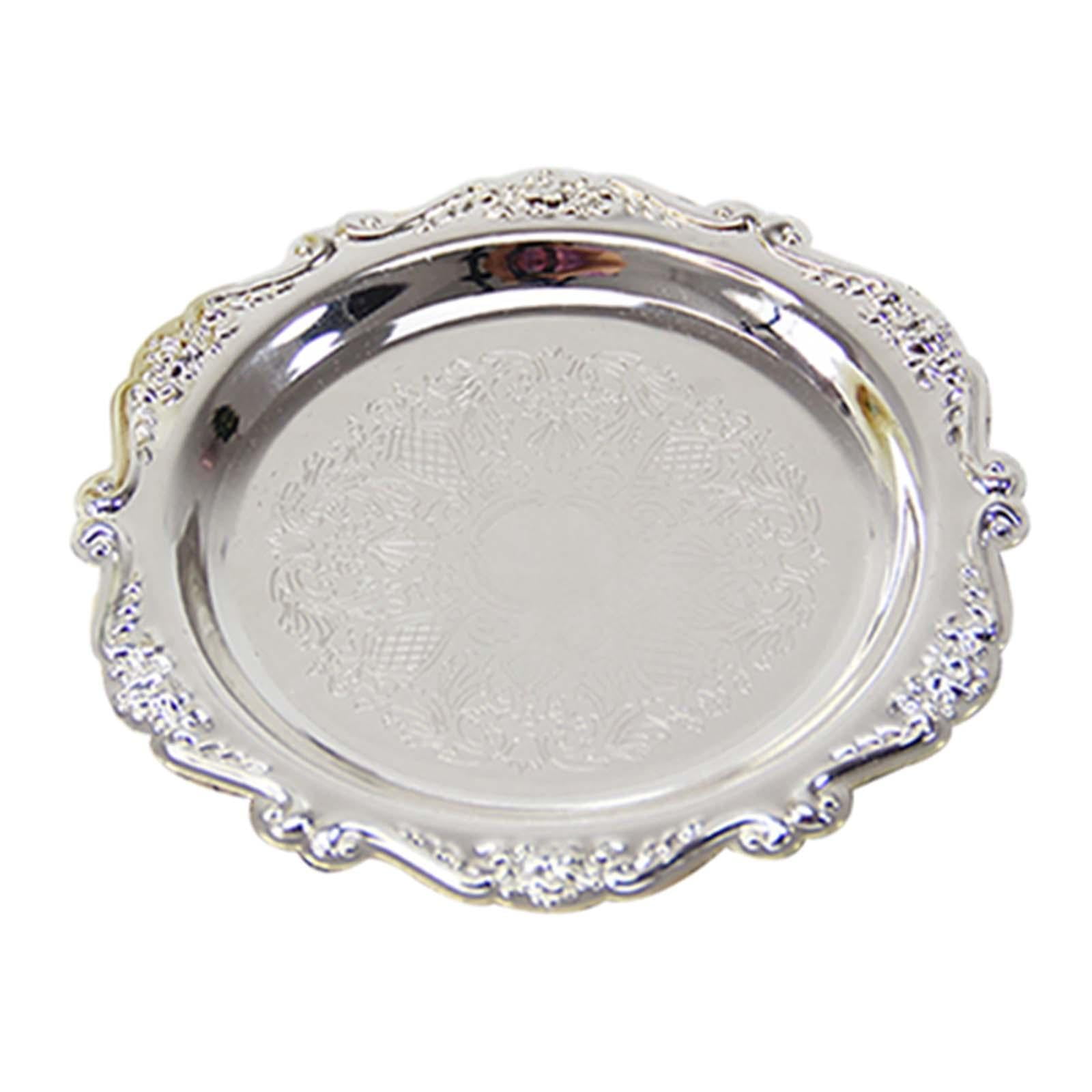 Bothyi - Bandeja Para Portavelas, Bandeja De Metal Duradera Para Servir En Apartamentos, Buffet, Festivales, 10 Cm, Color Plateado