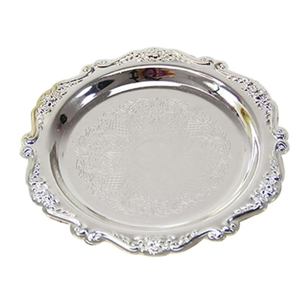 Bandeja Para Portavelas, Bandeja De Metal Duradera Para Servir En Apartamentos, Buffet, Festivales, 10 Cm, Color Plateado