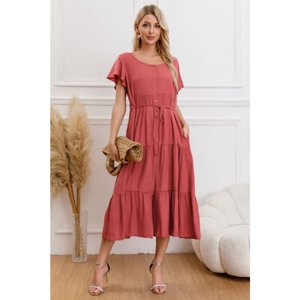 Likeshop - Vestido Largo Mujer Primavera Casual Manga Corta Escalonado 329