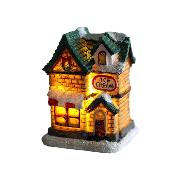 Pequeña estatua de jardín de hadas iluminada, escena navideña, decoración del hogar, con luz cálida, para dormitorio, sala de estar, multifuncional Estilo B