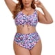 thumbnail image 1 of Agnes Orinda Bikini de Dos Piezas para Mujer de Talla Grande para Escuela y Universidad con Estampado, Cordón, Frente Retorcido, Push Up, Cintura Alta, 1 of 9