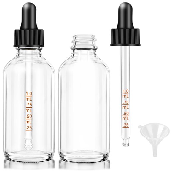 Bumobum Botellas de Vidrio Transparente con Cuentagotas 60 ml (Pack de 2)