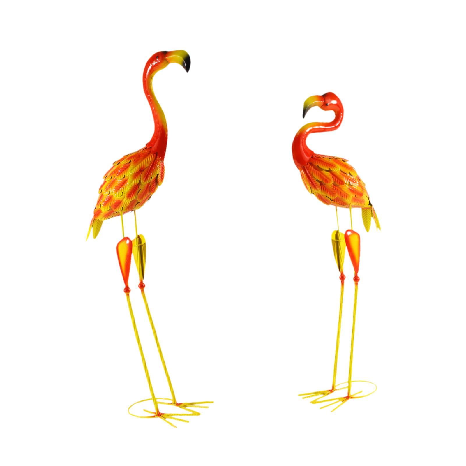 Magideal - 2 Estatuas De Flamencos De Metal Para Jardín, Adornos De Pájaros De 64-70cm De Altura, Accesorios De Jardín De Hadas, Accesorios Artísticos Para Fotos