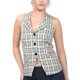 thumbnail image 1 of Jess por Meiko Top de Chaleco sin Mangas con Cuello en V y Cuello de Pico a Cuadros para Mujer Beige L, 1 of 6