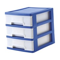 Magideal - Cajón De Almacenamiento Con Estante Para Guardar Artículos Diversos, Estuche De Cosméticos De 3 Capas, Organizador De Almacenamiento Para Artículos De Azul Oscuro