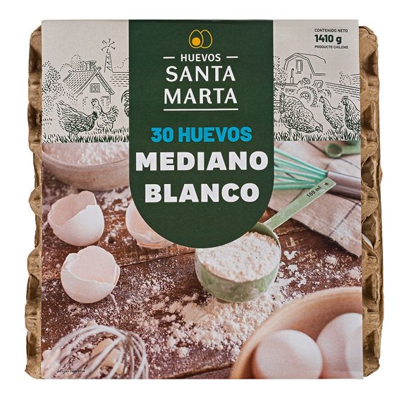 Huevos Tradicionales Mediano Blanco, 30 Un