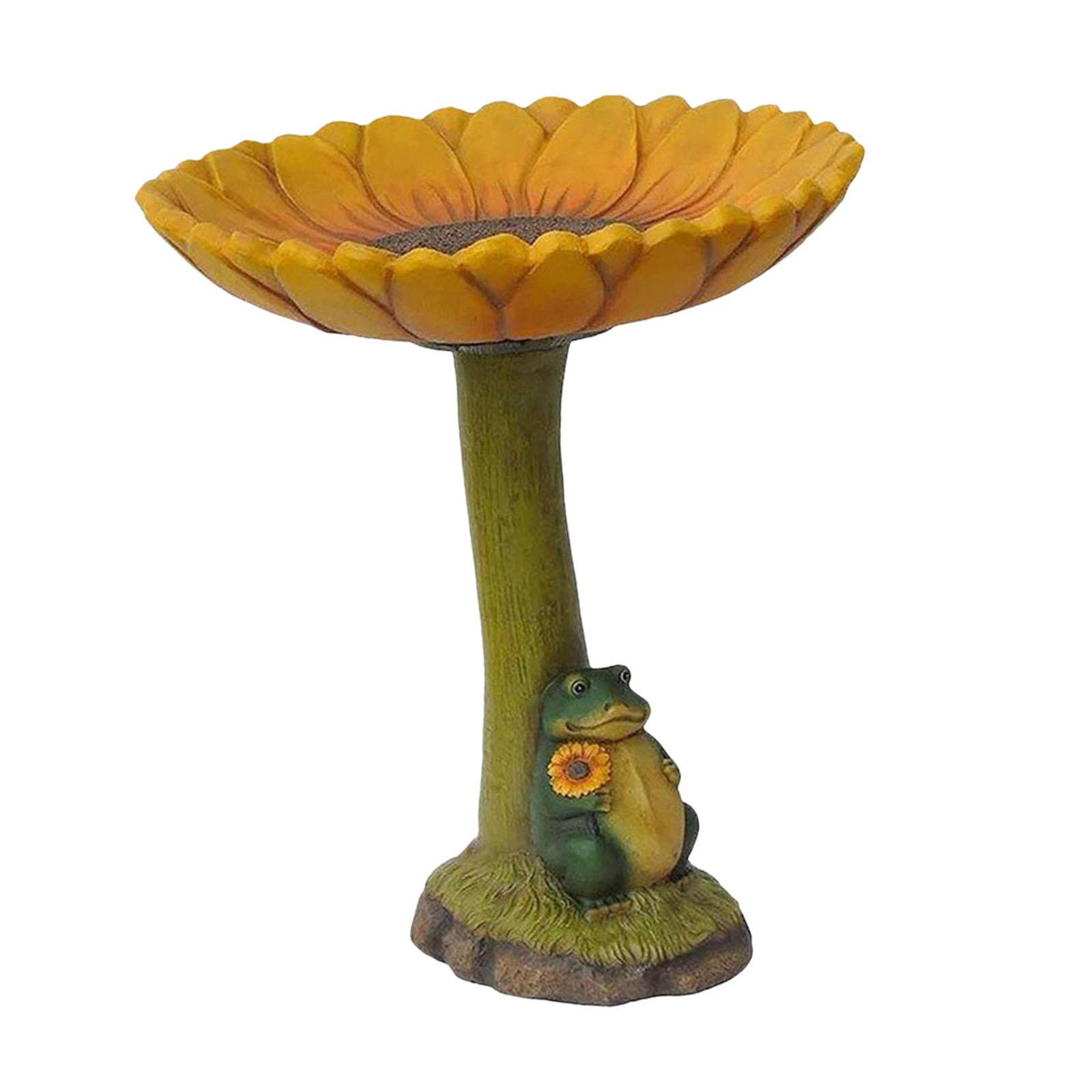 Ioensy - Cuenco Para Baño De Pájaros Para Jardín, Estatua De Resina, Estatuilla Para Patio, Cubierta, Parque, Alimentador De Resina, Rana, 16,5X16,5X20Cm