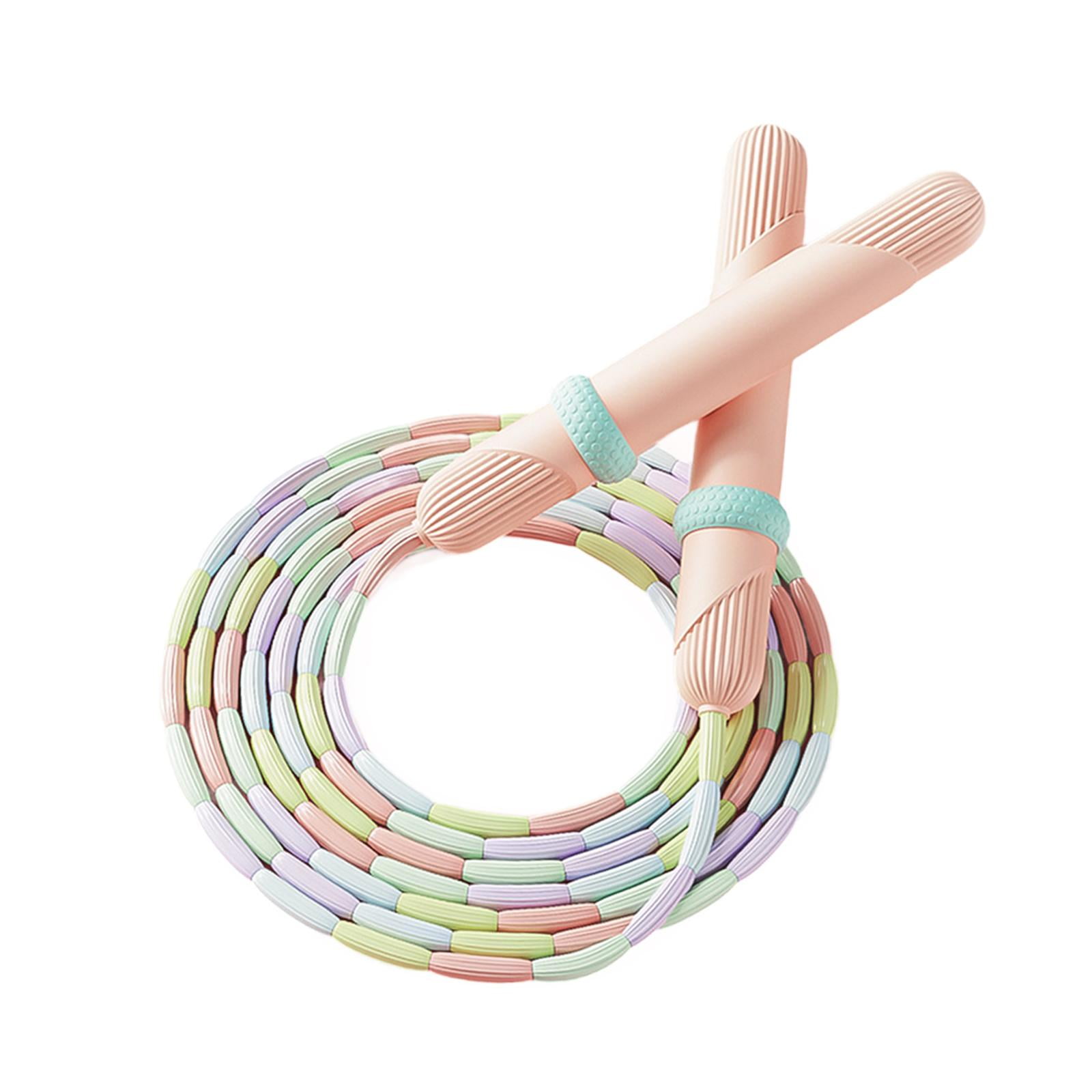 Magideal - Cuerda De Saltar Para Niños, Ejercicio Al Aire Libre, Entrenamiento En Interiores, Cuerdas De Saltar Con Cuentas Para Césped, Playa, Gimnasio, Terraza Rosa
