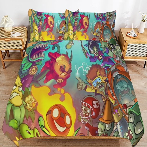 Plants-Zombies PV-Z Plants-Zombies PV-Z Bedding Set Sheet Set for Kids Adults,All Season Lightweight