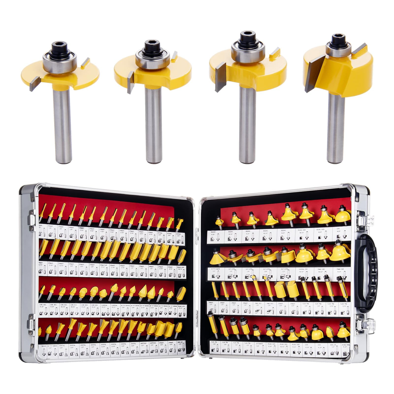Juego De Brocas Para Fresar Eilxmag, 100 Piezas, Vástago De 1/4 De Pulgada Con Funda