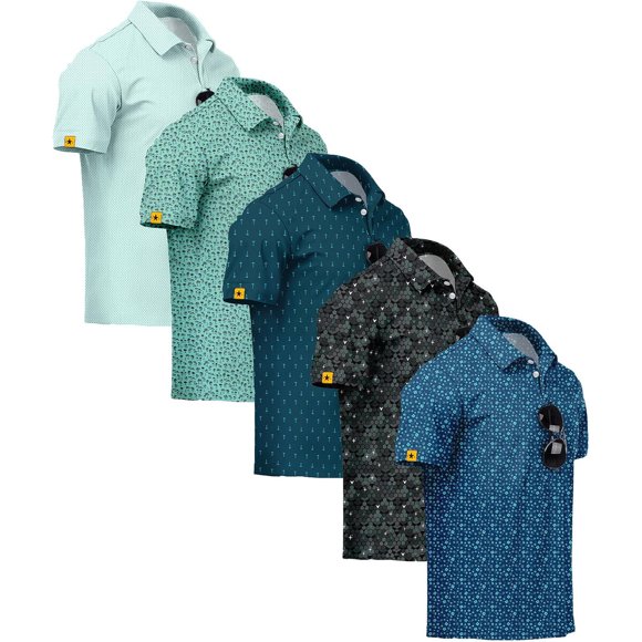 Poleras de golf ZITY para hombre, pack de 5, UPF 50