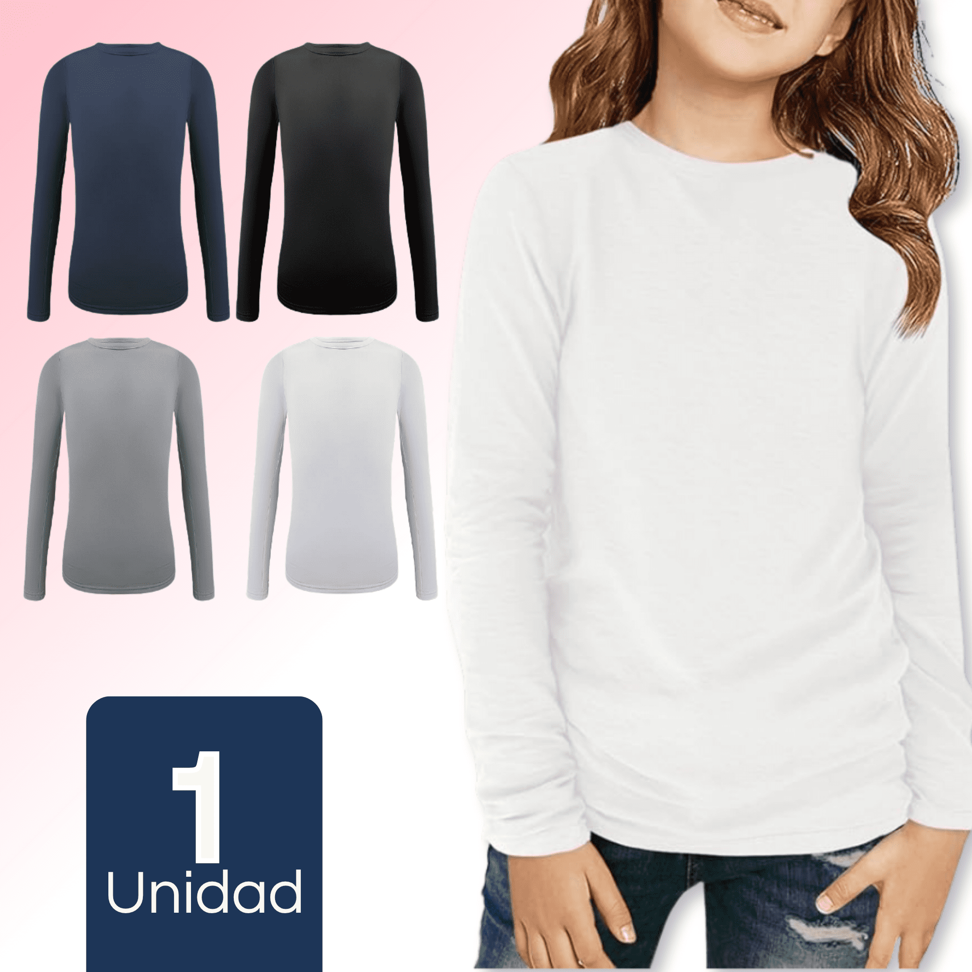 Mas Clothing - Camiseta Bambú Manga Larga Primera Capa Niña Polera Colores Surtidos